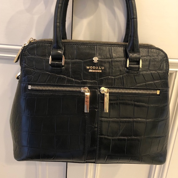 Modalu Pippu black croc grab bag - Picture 2 of 3